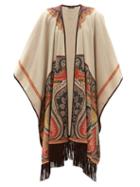 Matchesfashion.com Etro - Suede Trimmed Paisley Cashmere Cape - Womens - Beige