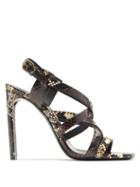 Matchesfashion.com Saint Laurent - Bea Cross-strap Ayers-snake Sandals - Womens - Brown Multi