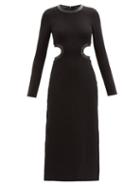 Staud - Dolce Faux-leather Trim Cutout Jersey Dress - Womens - Black