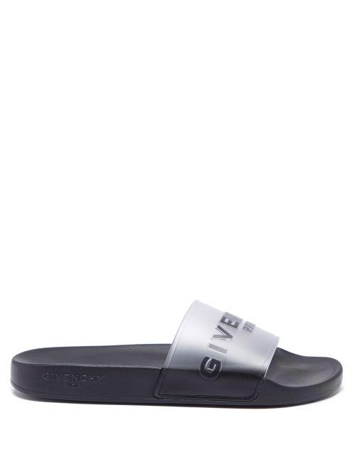 Givenchy - Logo-embossed Rubber Slides - Womens - Black White