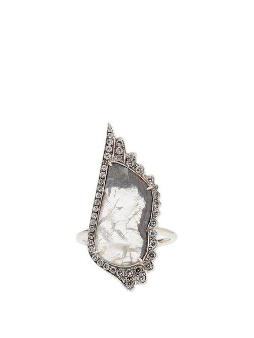 Matchesfashion.com Susan Foster - Diamond Slice & White Gold Ring - Womens - White Gold