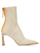 Matchesfashion.com Fendi - Patent Neoprene Ankle Boots - Womens - Cream