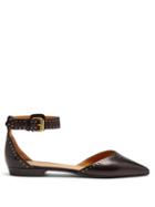 Matchesfashion.com Isabel Marant - Lya Stud Embellished Point Toe Leather Flats - Womens - Black