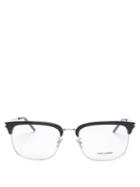Matchesfashion.com Saint Laurent - Square Metal And Acetate Glasses - Mens - Clear