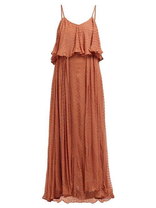 Matchesfashion.com Mes Demoiselles - Donatella Fil Coup Tiered Maxi Dress - Womens - Brown