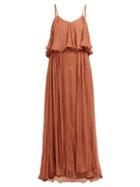 Matchesfashion.com Mes Demoiselles - Donatella Fil Coup Tiered Maxi Dress - Womens - Brown
