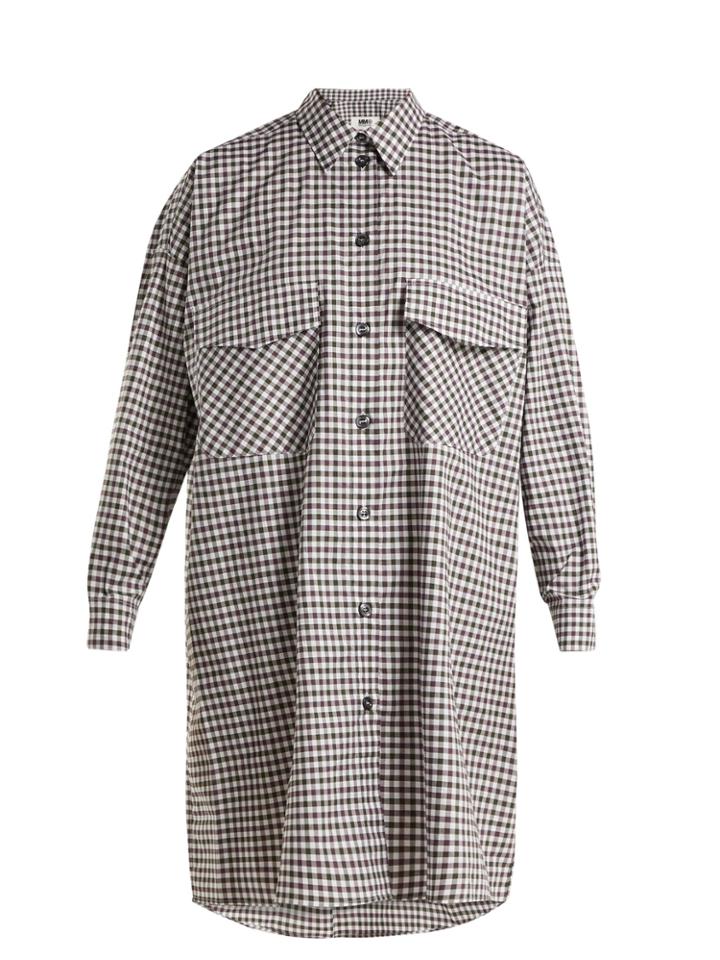 Mm6 Maison Margiela Oversized Checked Cotton-poplin Shirtdress