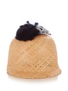 Federica Moretti Raffia Pompom-embellished Hat