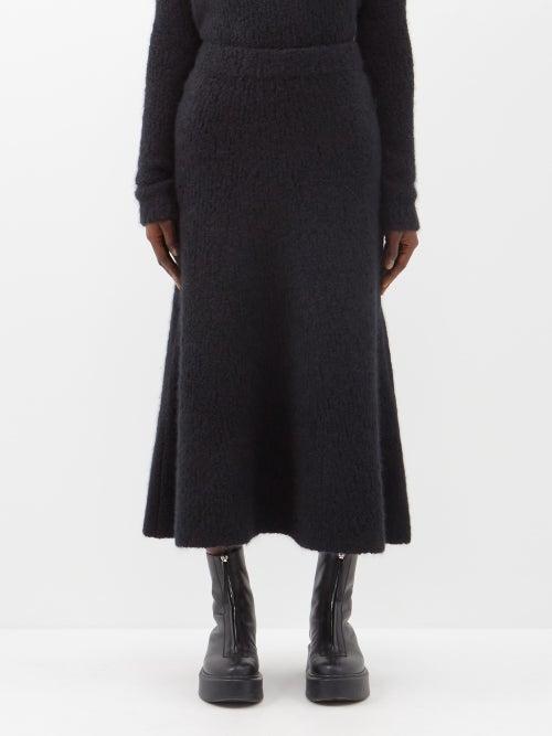 Gabriela Hearst - Pablo Cashmere-blend Boucl Midi Skirt - Womens - Black