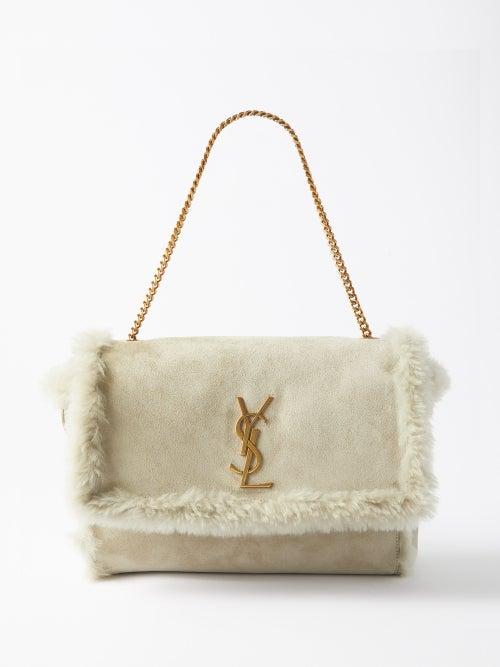 Saint Laurent - Kate Reversible Suede And Shearling Shoulder Bag - Womens - Light Green