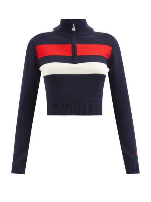 Perfect Moment - Mania Zipped Merino-wool Thermal Top - Womens - Navy