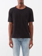 Saint Laurent - Distressed Cotton-blend Jersey T-shirt - Mens - Black