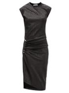 Matchesfashion.com Paco Rabanne - Button-ruched Asymmetric Lurex Midi Dress - Womens - Black