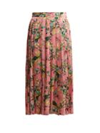 Matchesfashion.com Vetements - Floral Print Pleated Midi Skirt - Womens - Pink Multi