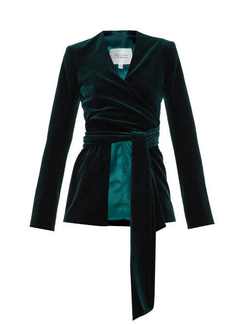 Matchesfashion.com Galvan - Winter Velvet Wrap Jacket - Womens - Dark Green