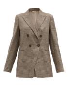 Matchesfashion.com Brunello Cucinelli - Cutaway-quarter Checked Linen-blend Blazer - Womens - Beige Multi