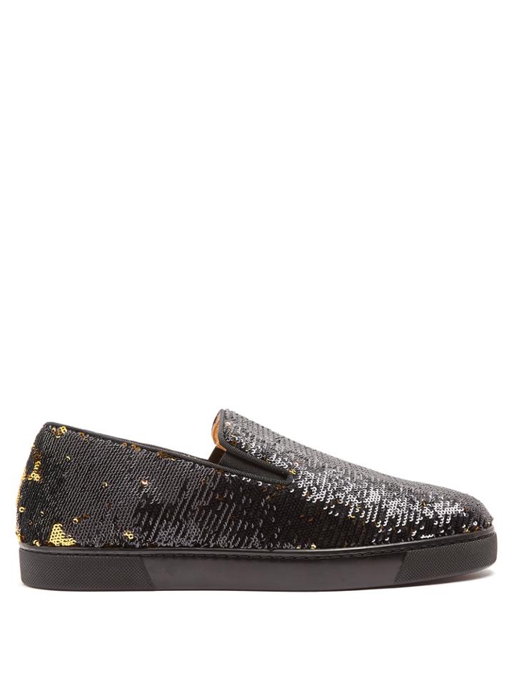 Christian Louboutin Boat Sequin-embellished Slip-on Trainers
