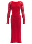 Matchesfashion.com Escvdo - Pirka Open-back Crocheted-cotton Midi Dress - Womens - Red