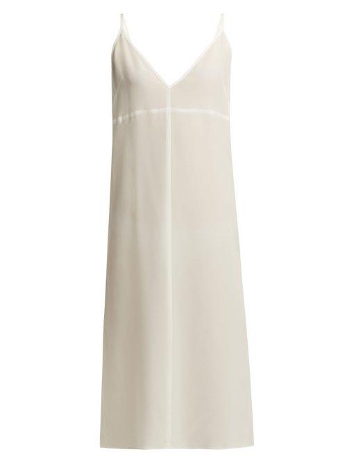 Matchesfashion.com Raey - Fitted Deep V Neck Silk Slip Dress - Womens - Ivory