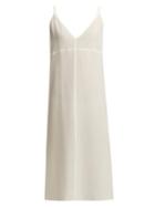 Matchesfashion.com Raey - Fitted Deep V Neck Silk Slip Dress - Womens - Ivory