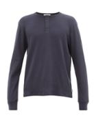 Matchesfashion.com Frame - Cotton Waffle-piqu Henley Top - Mens - Navy