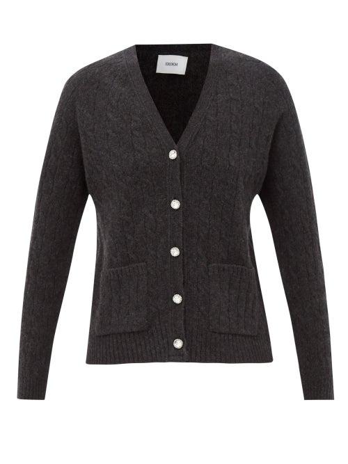 Erdem - Sloane Crystal-button Cashmere Cardigan - Womens - Grey