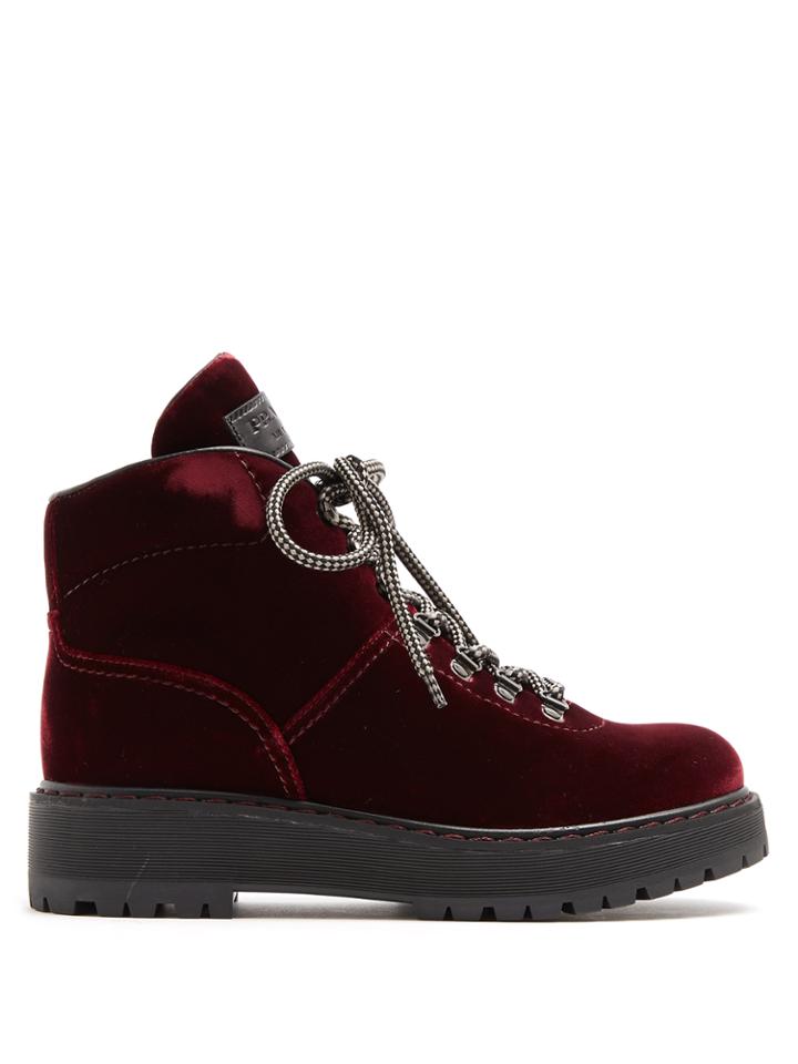 Prada Lace-up Velvet Aprs-ski Boots