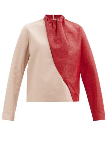 Matchesfashion.com Dodo Bar Or - Ellen Asymmetric Leather Top - Womens - Red Multi