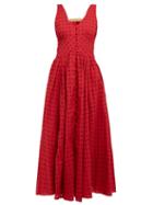 Matchesfashion.com Cult Gaia - Angela Buckled Broderie Anglaise Cotton Dress - Womens - Dark Red