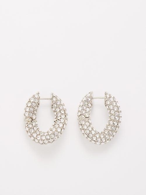 Balenciaga - Loop Crystal & Metal Hoop Earrings - Womens - Crystal