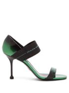 Matchesfashion.com Prada - Logo Strap Patent Leather Sandals - Womens - Black Green