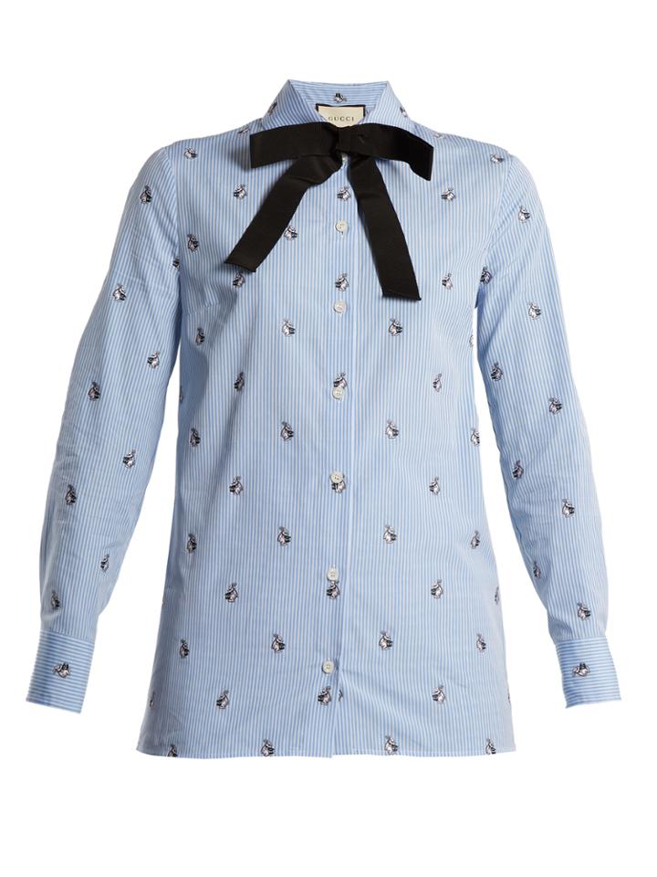 Gucci Bunny Fil Coup Striped-cotton Shirt