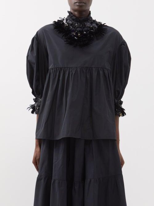 Biyan - Jesse Beaded Taffeta Top - Womens - Black