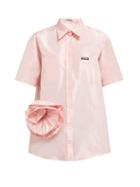 Matchesfashion.com Miu Miu - Rosette Silk Taffeta Shirt - Womens - Light Pink