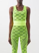 Gucci - Gg-jacquard Knitted Cropped Top - Womens - Green