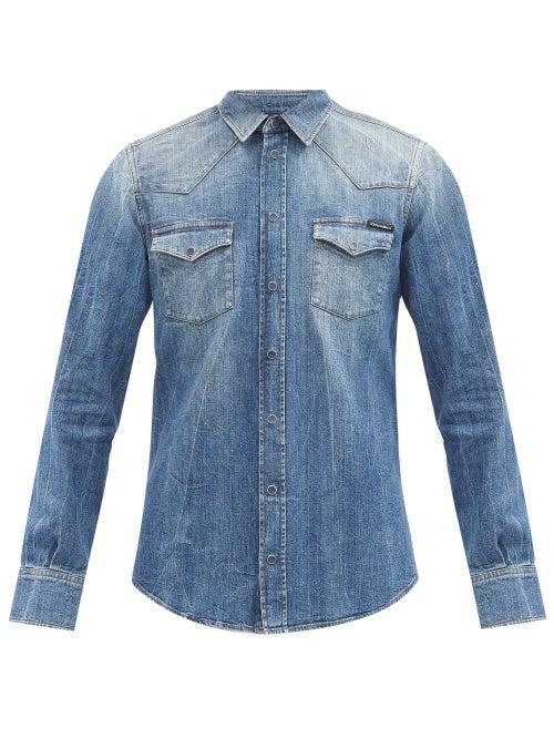 Matchesfashion.com Dolce & Gabbana - Patch Pocket Denim Shirt - Mens - Blue