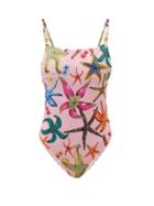 Matchesfashion.com Versace - Trsor De La Mer-print Medusa-plaque Swimsuit - Womens - Orange Multi