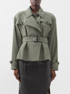 Alexander Mcqueen - Peplum Belted Wool-blend Tailored Jacket - Womens - Khaki