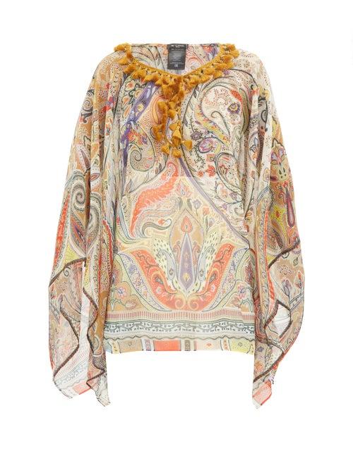 Matchesfashion.com Etro - Paisley Print Tasselled Poncho - Womens - Beige Multi