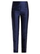 Matchesfashion.com Gabriela Hearst - Morrison Straight Leg Silk Blend Trousers - Womens - Blue