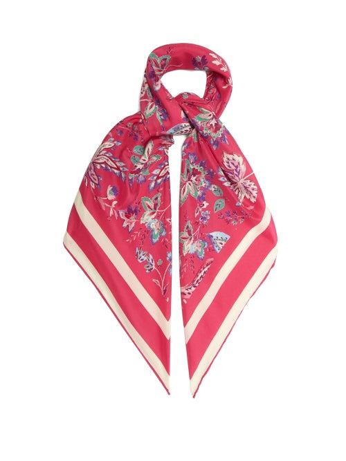 Isabel Marant - Scarfili Floral-print Silk-twill Scarf - Womens - Pink Multi