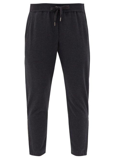 Matchesfashion.com Brunello Cucinelli - Cropped Cotton-blend Track Pants - Womens - Dark Grey