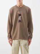 Junya Watanabe - Checked-appliqu Cotton-jersey Sweatshirt - Mens - Brown