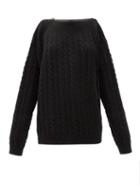 Matchesfashion.com Raf Simons - Zipped-neckline Cable-knit Wool Sweater - Womens - Black