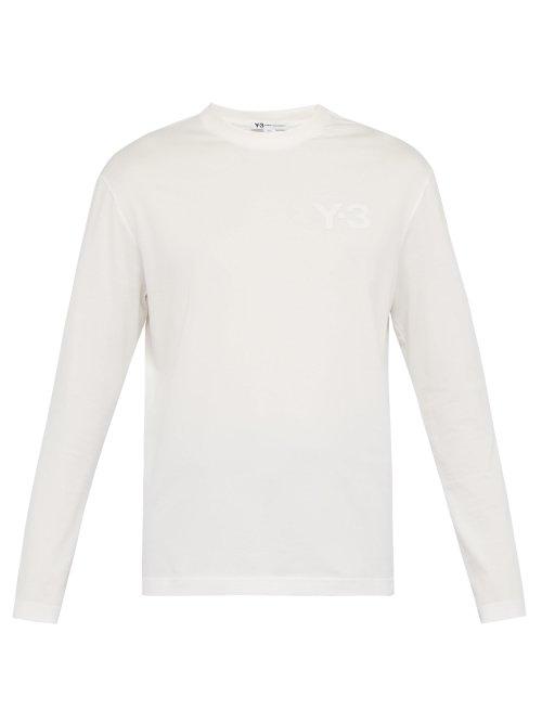 Matchesfashion.com Y-3 - Logo Long Sleeved Cotton Jersey T Shirt - Mens - White