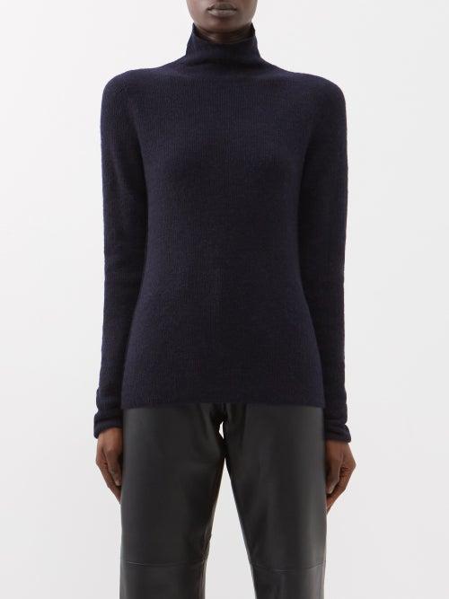 Acne Studios - Kavon High-neck Alpaca-blend Sweater - Womens - Dark Navy
