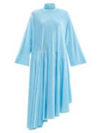 Matchesfashion.com Balenciaga - Asymmetric Polka Dot Velvet Maxi Dress - Womens - Blue White