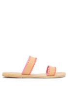 Matchesfashion.com Ancient Greek Sandals - Melia Whipstitched Leather Slides - Womens - Pink Multi