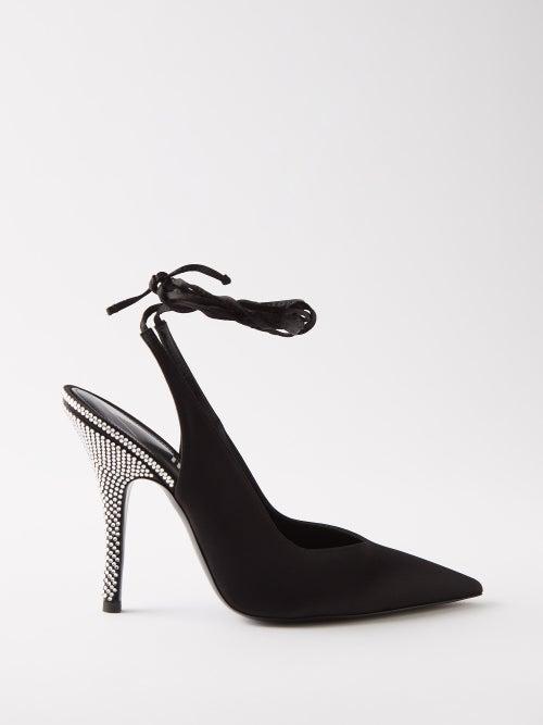 The Attico - Venus 105 Crystal-embellished Slingback Pumps - Womens - Black