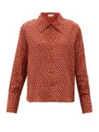 Matchesfashion.com Saint Laurent - Polka-dot Silk-satin Blouse - Womens - Red Print